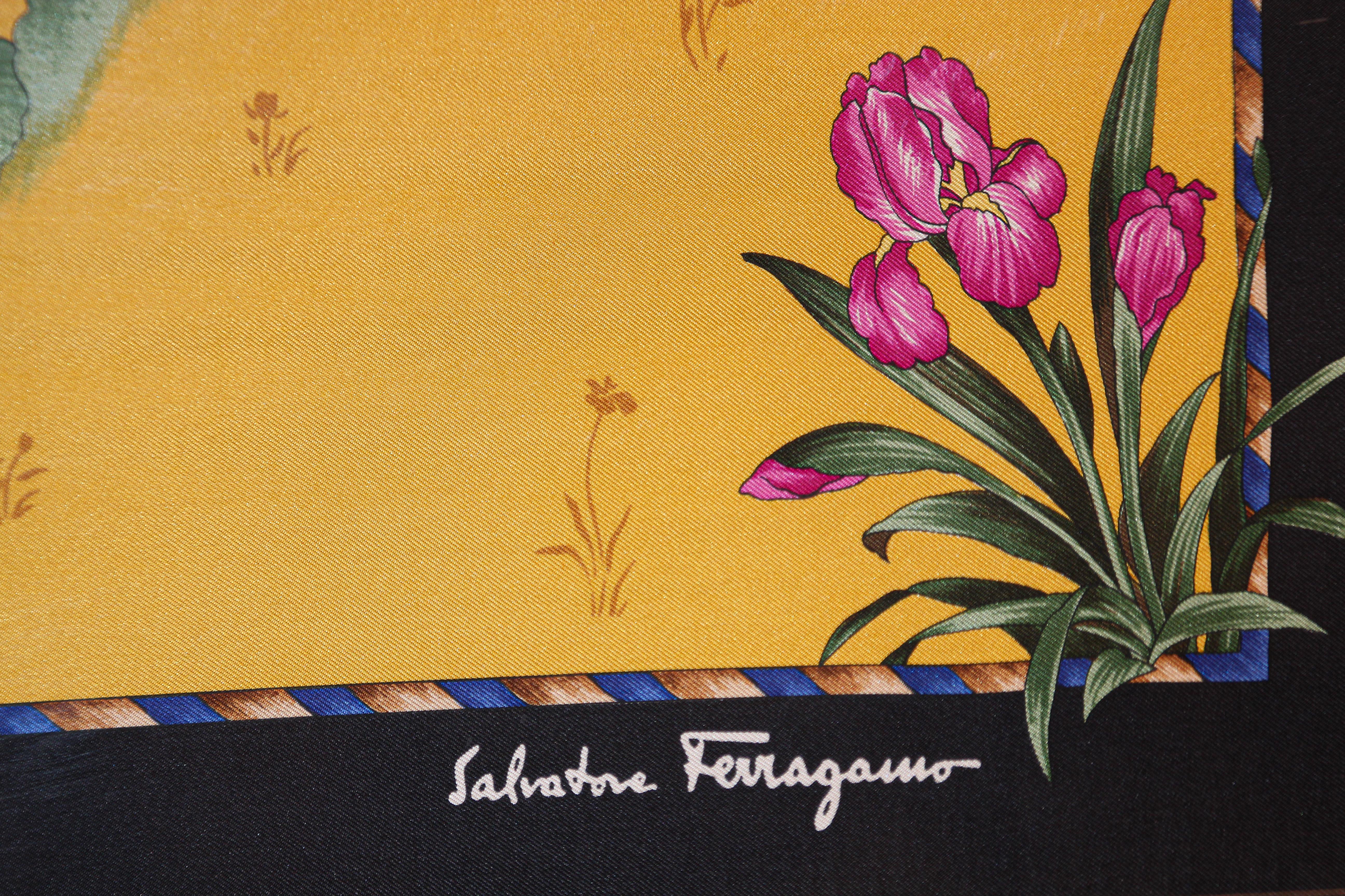 Salvatore Ferragamo Framed Silk Scarf Mughal Scene India 1