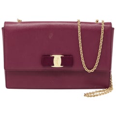Salvatore Ferragamo Fuchsia Leather Vara Bow Chain Bag