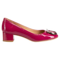 Salvatore Ferragamo Fuchsia Patent Gancini Buckle Pumps Size US 4.5