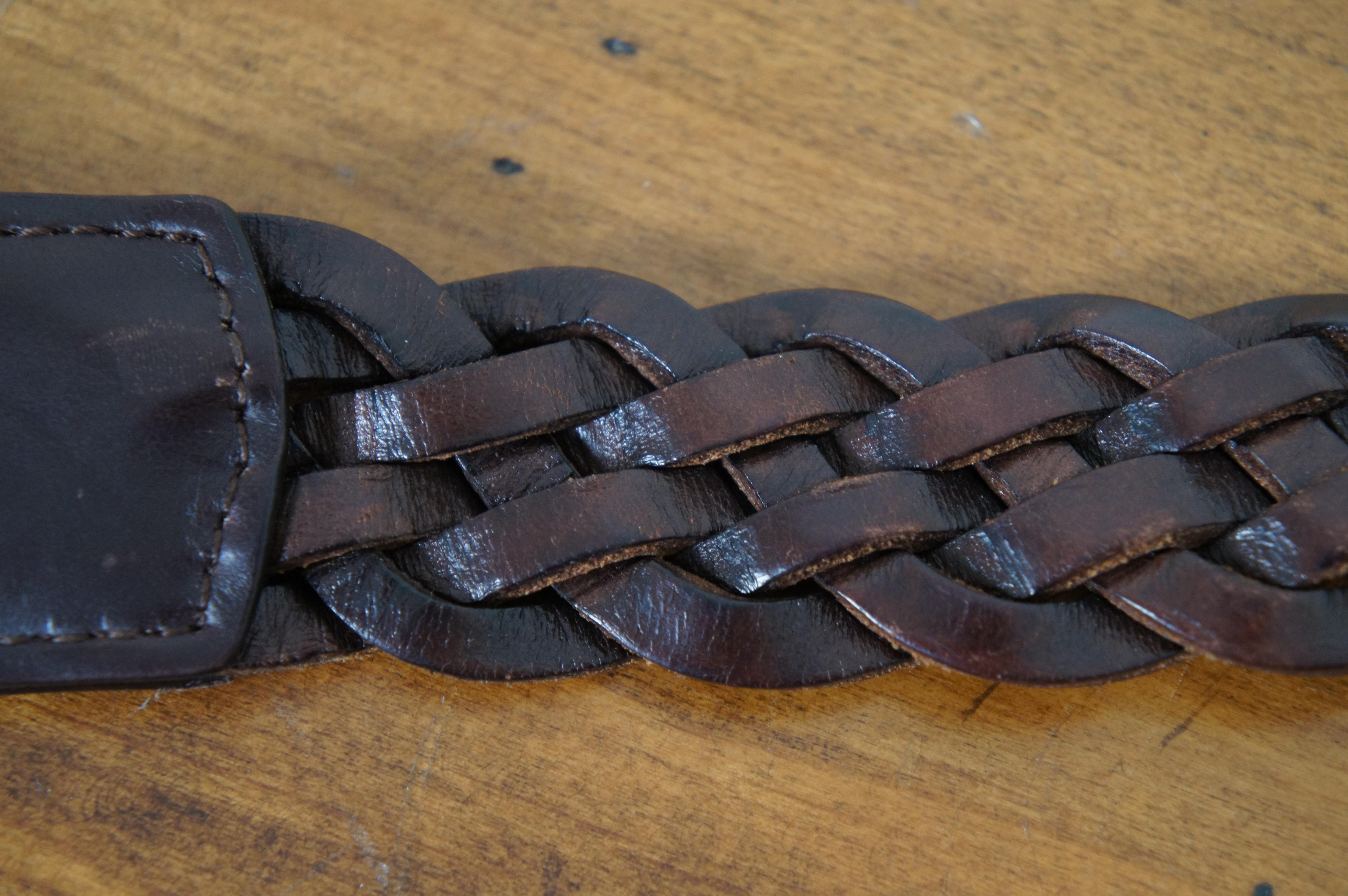 Salvatore Ferragamo Gancin Fixed Woven Braided Brown Leather Mens Belt 40 2