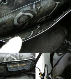 Salvatore Ferragamo Gancini 228043 Black Patent Leather Backpack