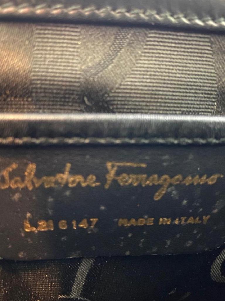 Salvatore Ferragamo Gancini 8m65 Black Patent Leather Backpack For Sale 6