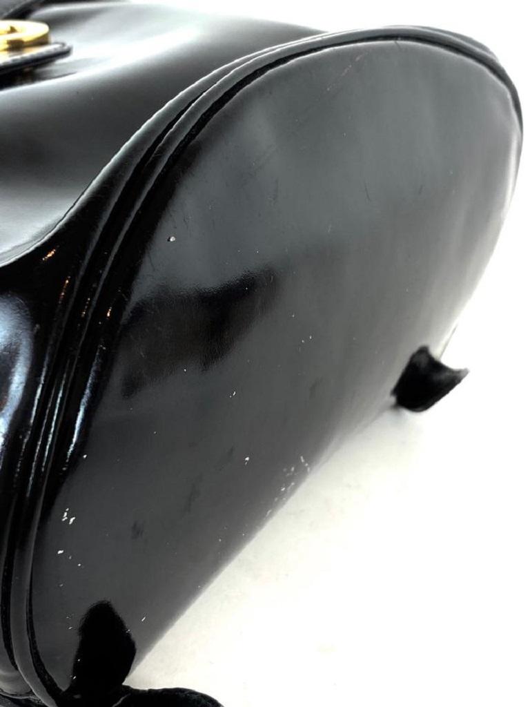 Salvatore Ferragamo Gancini 8m65 Black Patent Leather Backpack For Sale 2