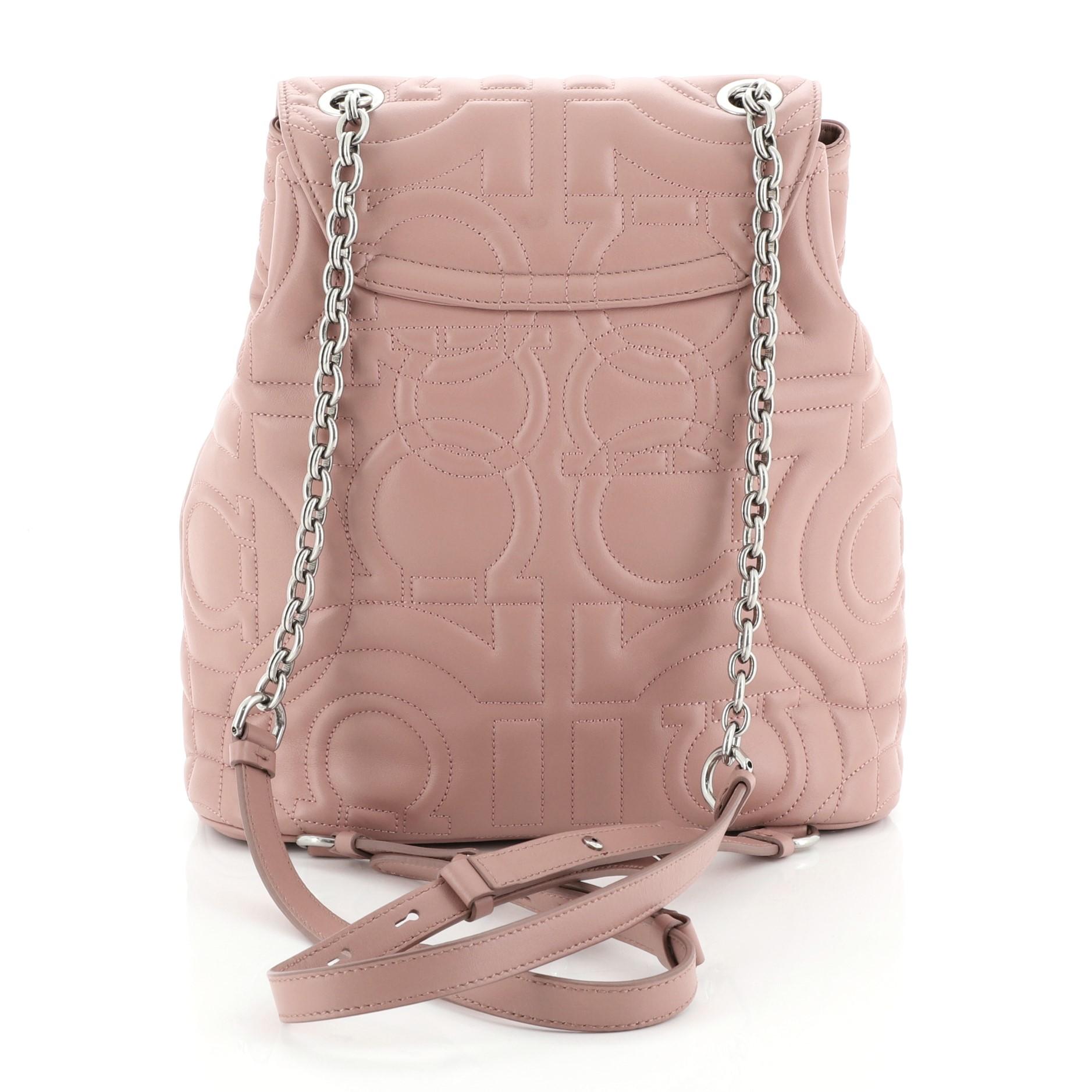 Brown Salvatore Ferragamo Gancini Backpack Quilted Leather
