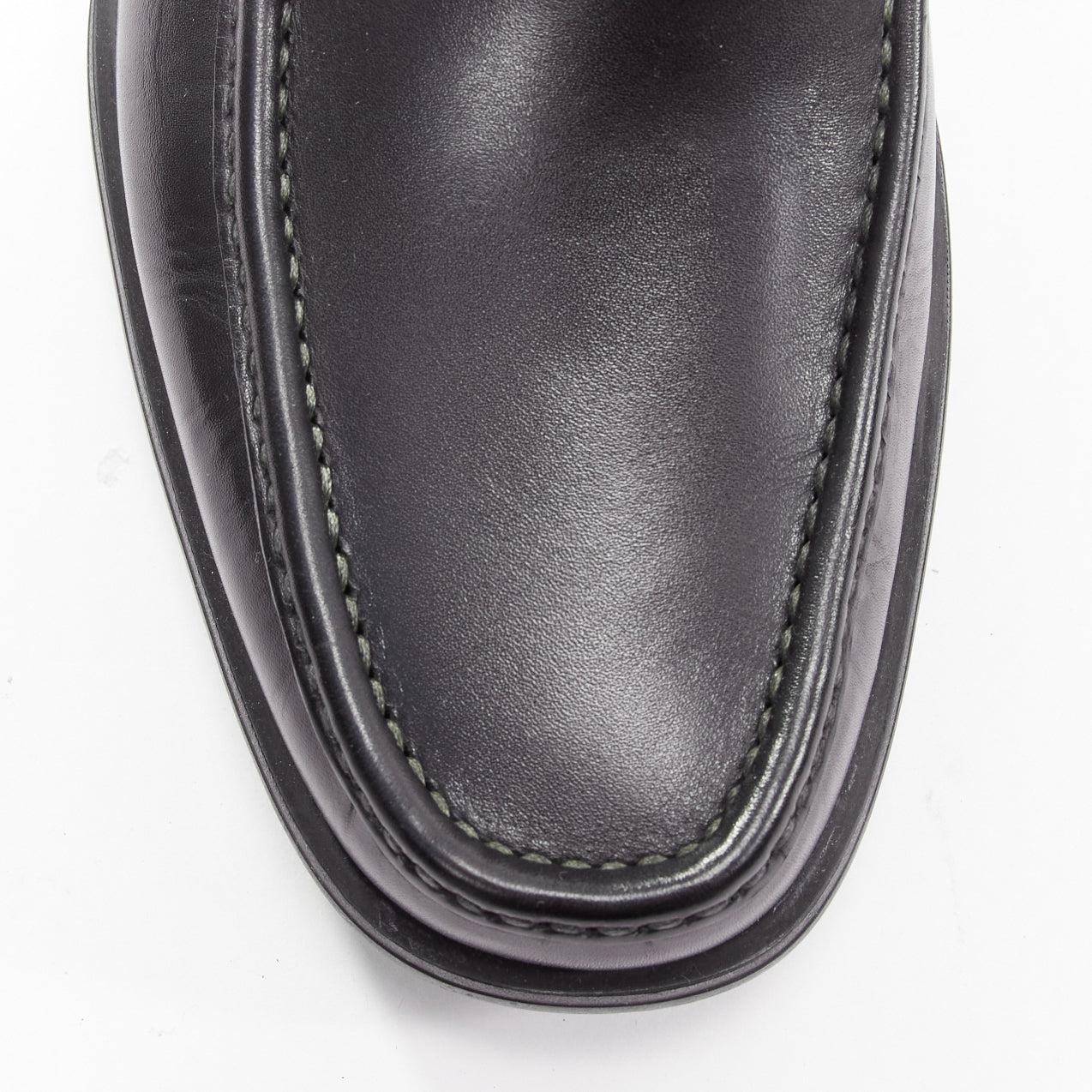 SALVATORE FERRAGAMO Gancini black leather logo buckles lug sole loafer UK8 EU42 For Sale 2