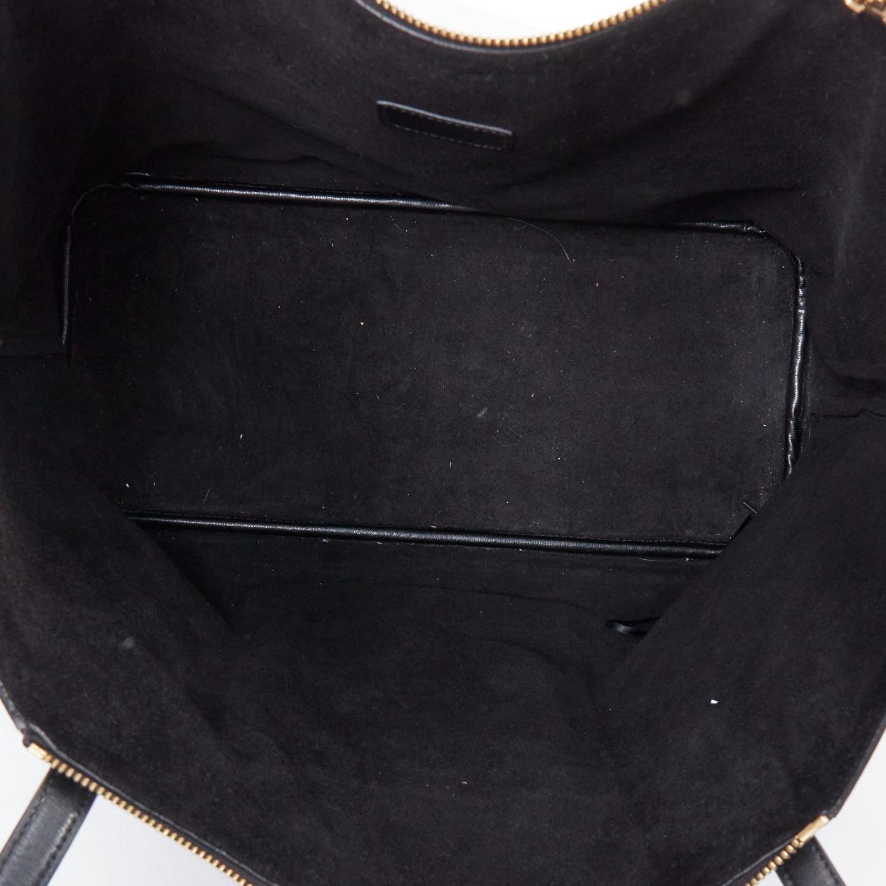 SALVATORE FERRAGAMO Gancini black logo gold metal plate shoulder tote bag 4