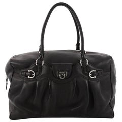 Salvatore Ferragamo Gancini Buckle Shoulder Bag Leather Large