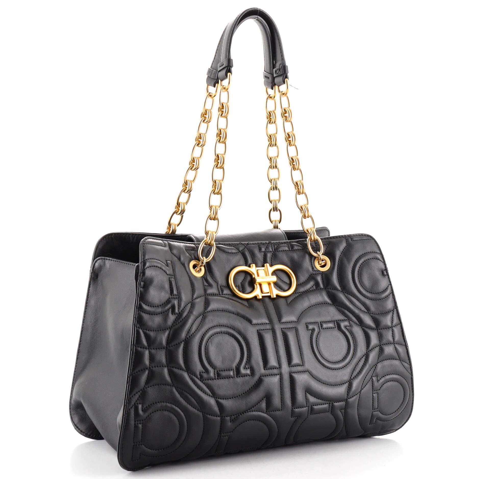 salvatore ferragamo gancini medium leather shoulder bag