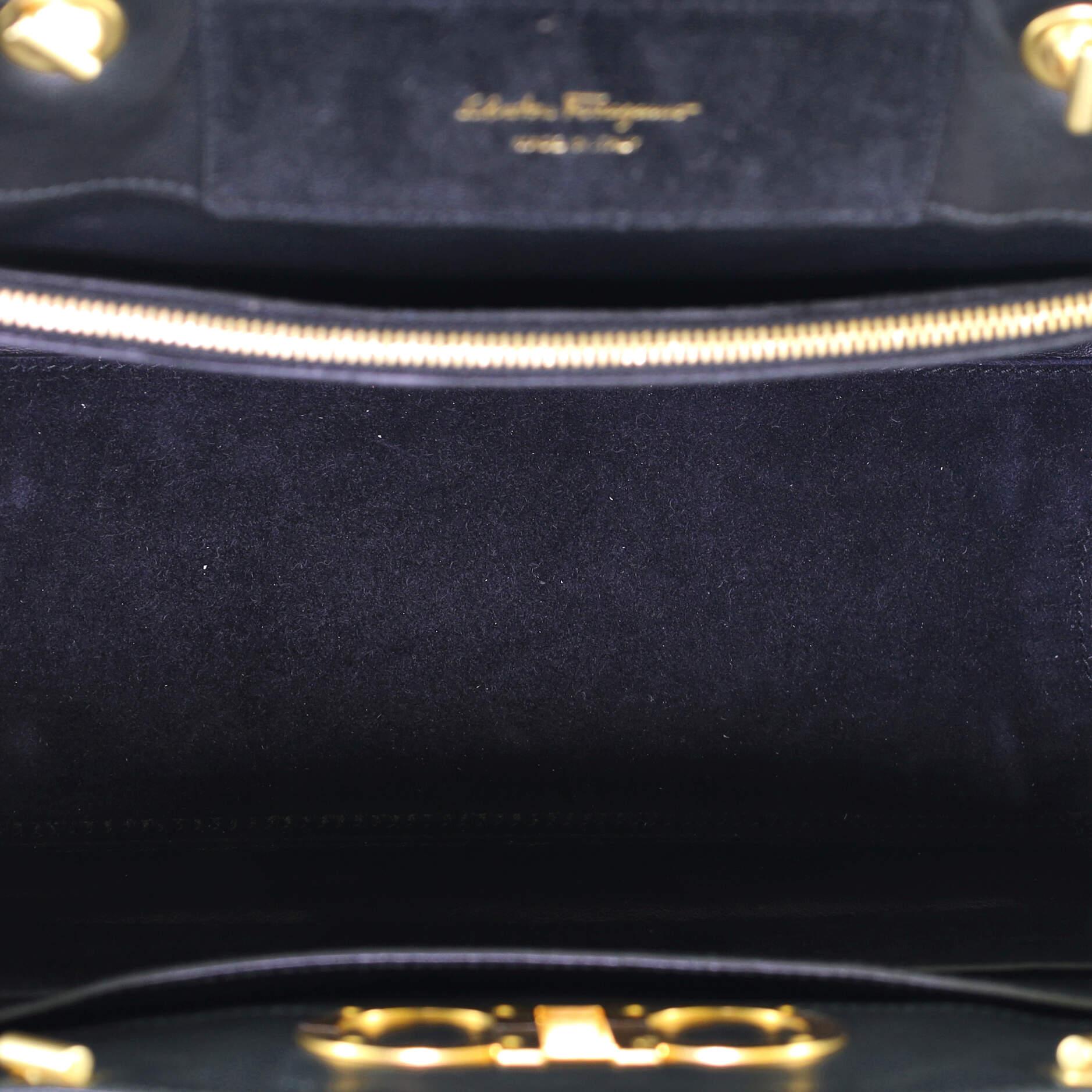 Black Salvatore Ferragamo Gancini Chain Tote Quilted Leather Medium