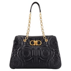 Salvatore Ferragamo Gancini Chain Tote Quilted Leather Medium