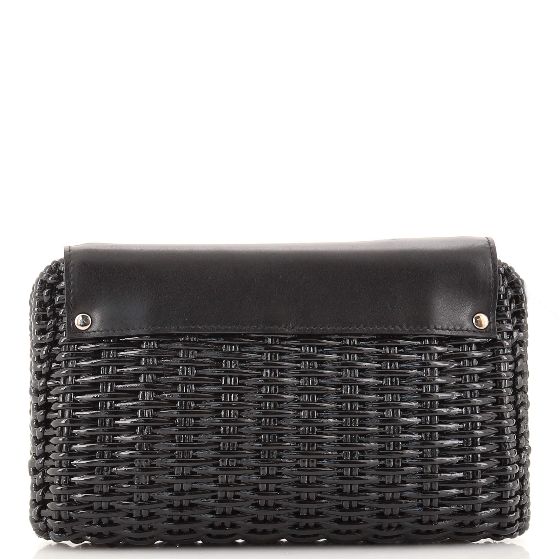 Salvatore Ferragamo Gancini Clutch Bag Leather with Wicker In Good Condition In NY, NY