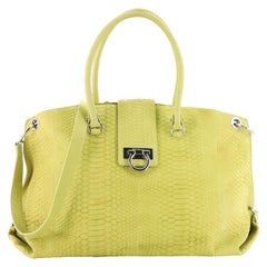 Salvatore Ferragamo Gancini Convertible Satchel Python Large