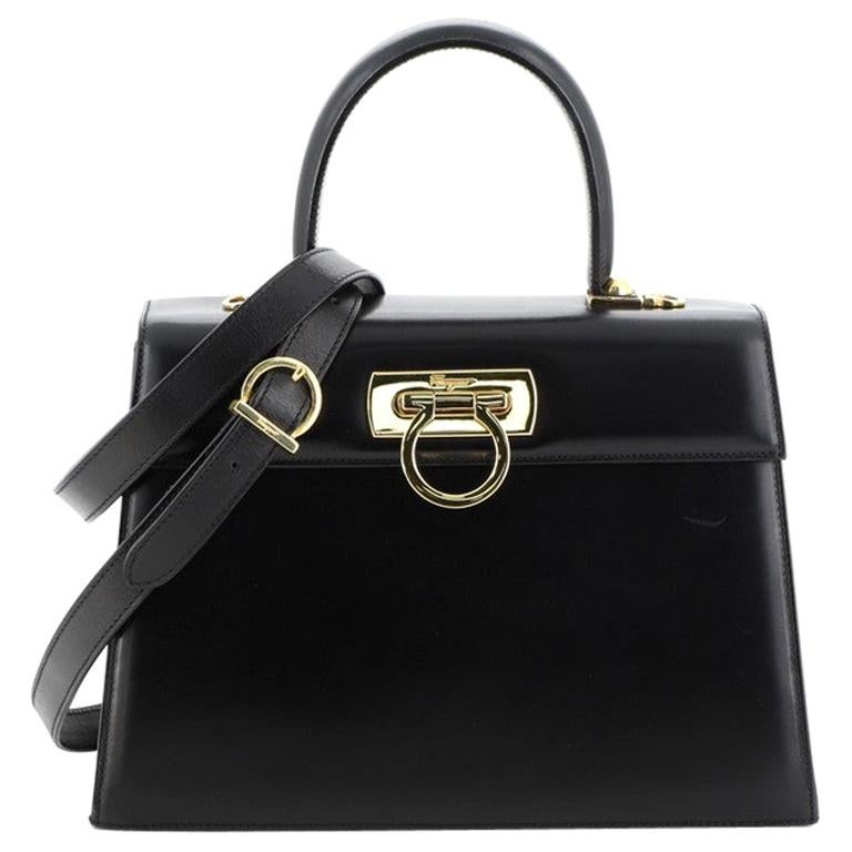 Salvatore Ferragamo Gancini Convertible Top Handle Bag Leather Medium