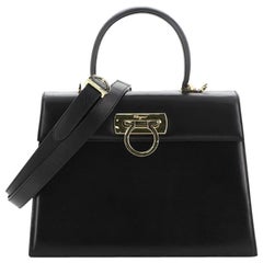 Salvatore Ferragamo Gancini Convertible Top Handle Bag Leather Medium