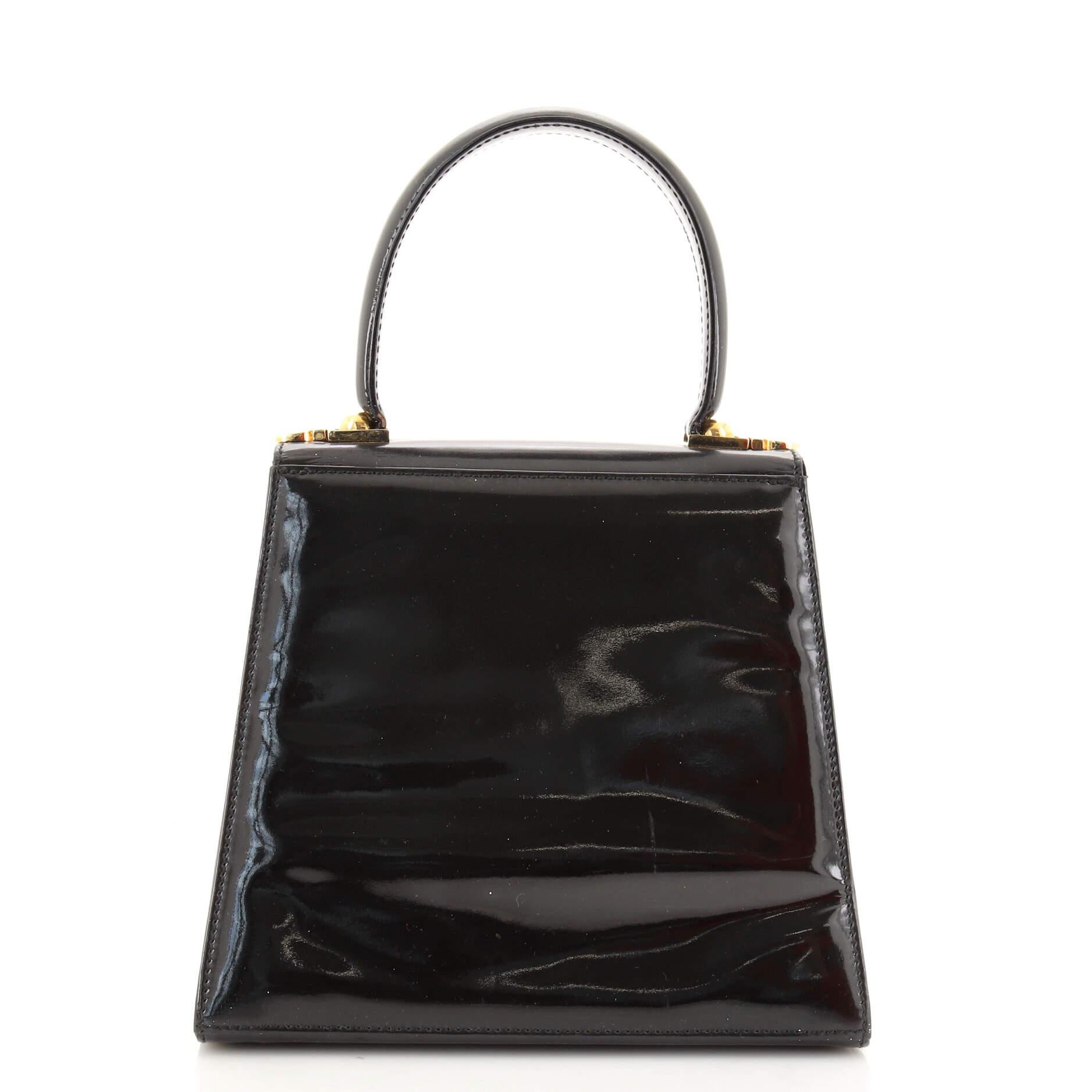 Black Salvatore Ferragamo Gancini Convertible Top Handle Bag Leather Mini
