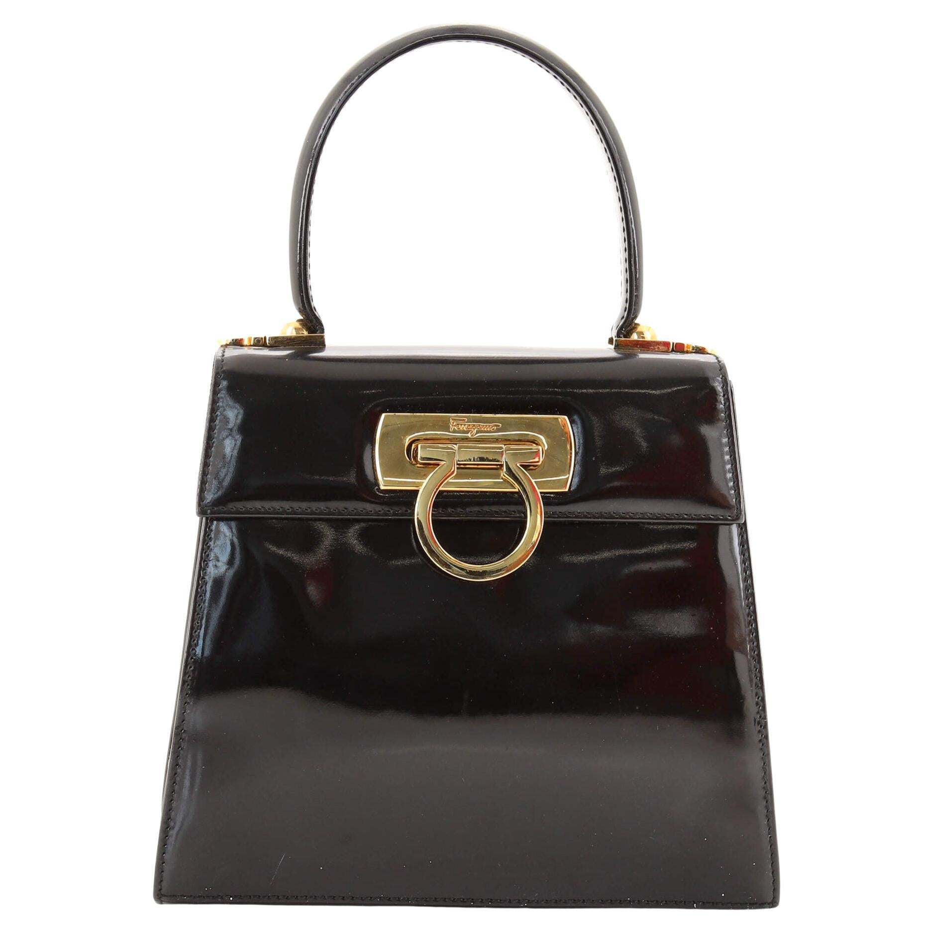 Salvatore Ferragamo Gancini Convertible Top Handle Bag Leather Mini