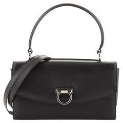 Salvatore Ferragamo Gancini Convertible Top Handle Bag Saffiano Leather E