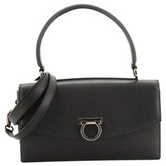 Salvatore Ferragamo Gancini Convertible Top Handle Bag Pelle Saffiano M. I.