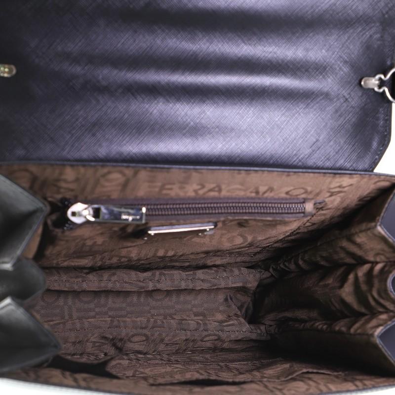 Black Salvatore Ferragamo Gancini Convertible Top Handle Bag Saffiano Leather Medium