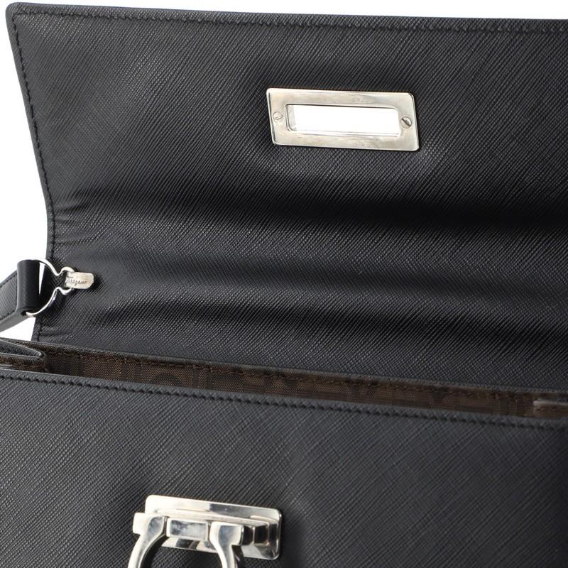 Salvatore Ferragamo Gancini Convertible Top Handle Bag Saffiano Leather Medium In Good Condition In NY, NY