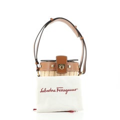 Salvatore Ferragamo Gancini Drawstring Bucket Bag Wicker