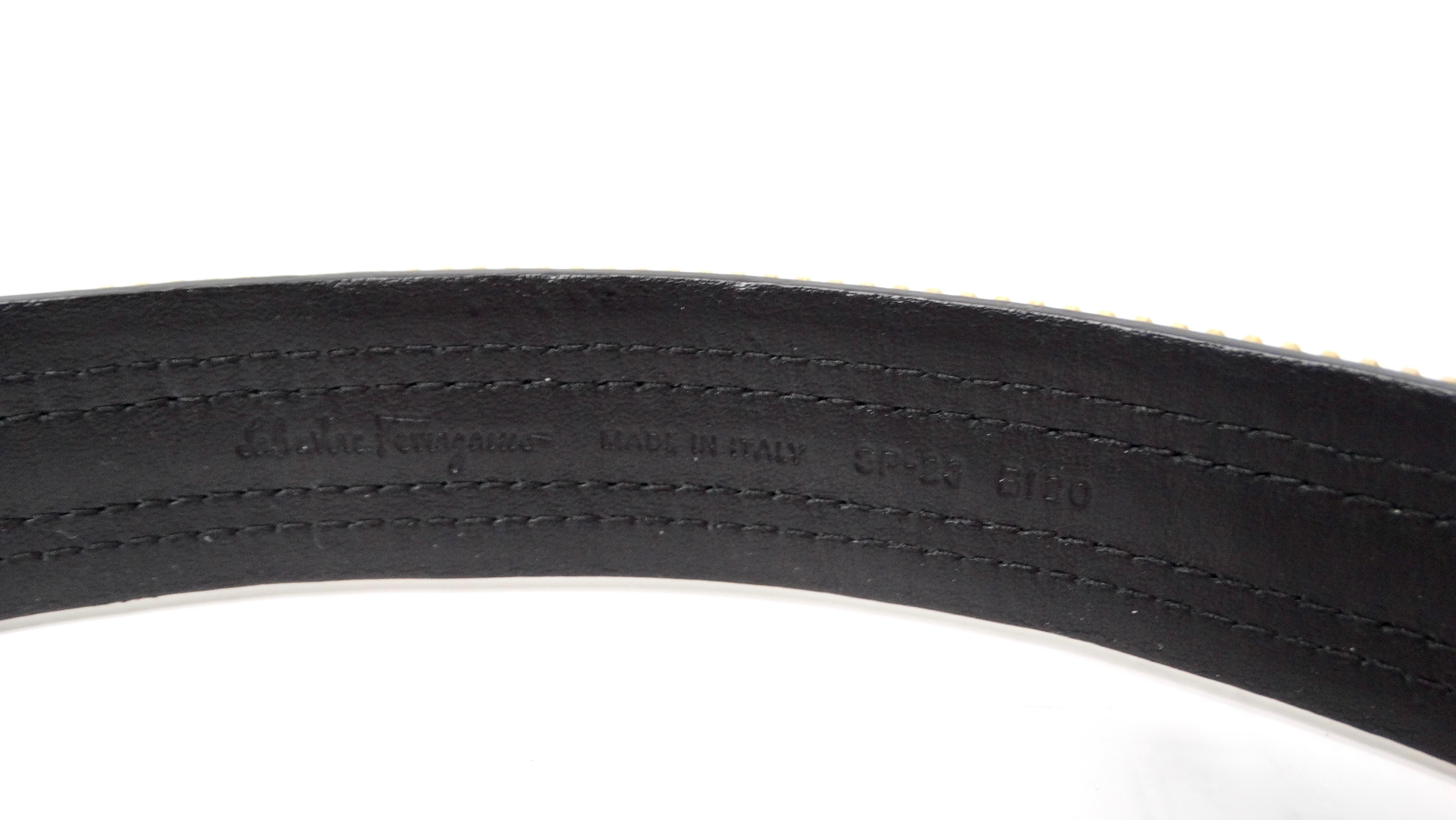 Salvatore Ferragamo Gancini Gold-Tone Open Zipper Style Black Leather Belt im Zustand „Gut“ im Angebot in Scottsdale, AZ
