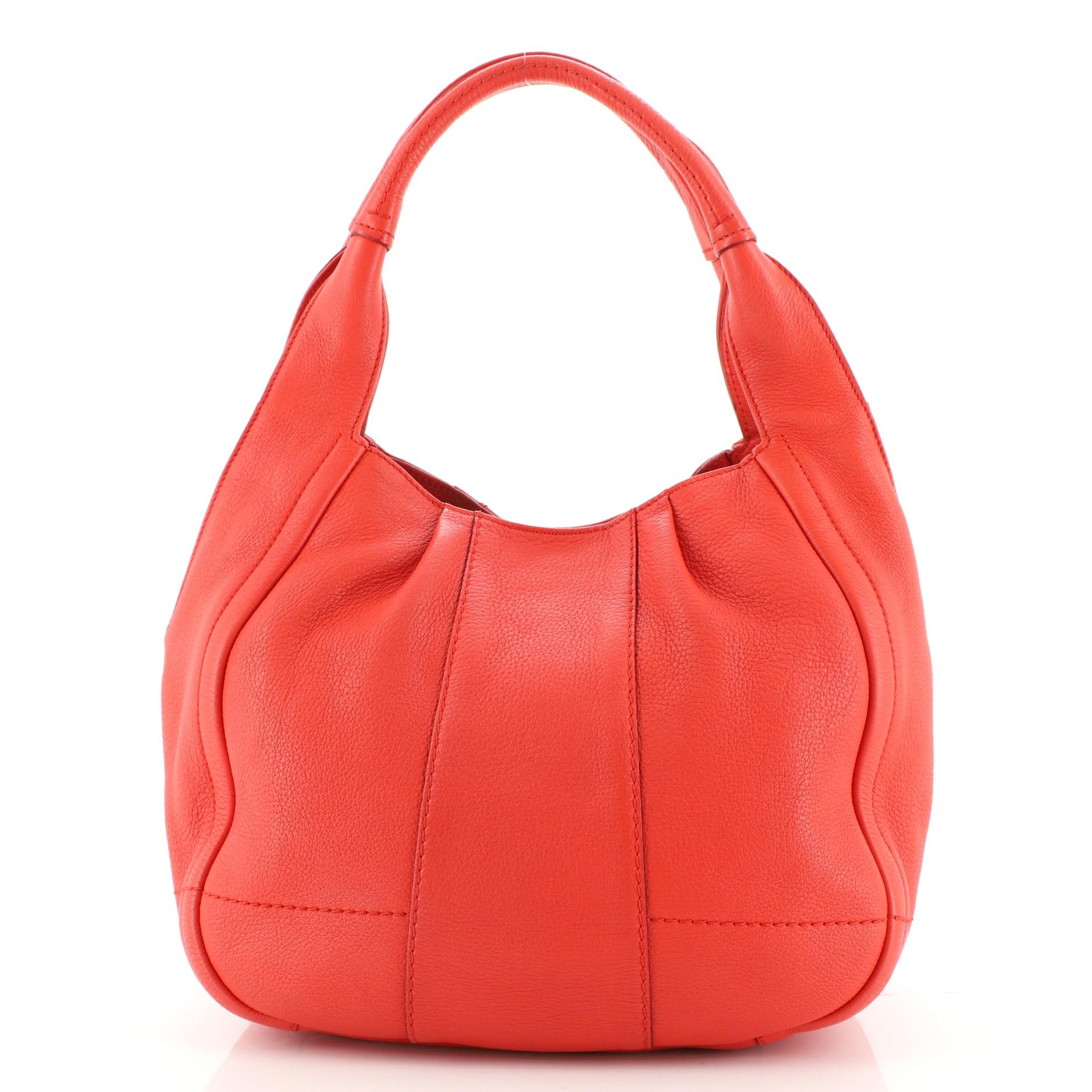 Salvatore Ferragamo Gancini Hobo Stitched Leather Medium In Good Condition In NY, NY
