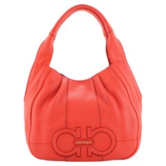 Salvatore Ferragamo Gancini Hobo Stitched Leather Medium