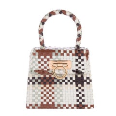 Salvatore Ferragamo Gancini Leather Intrecciato Top Handle Bag