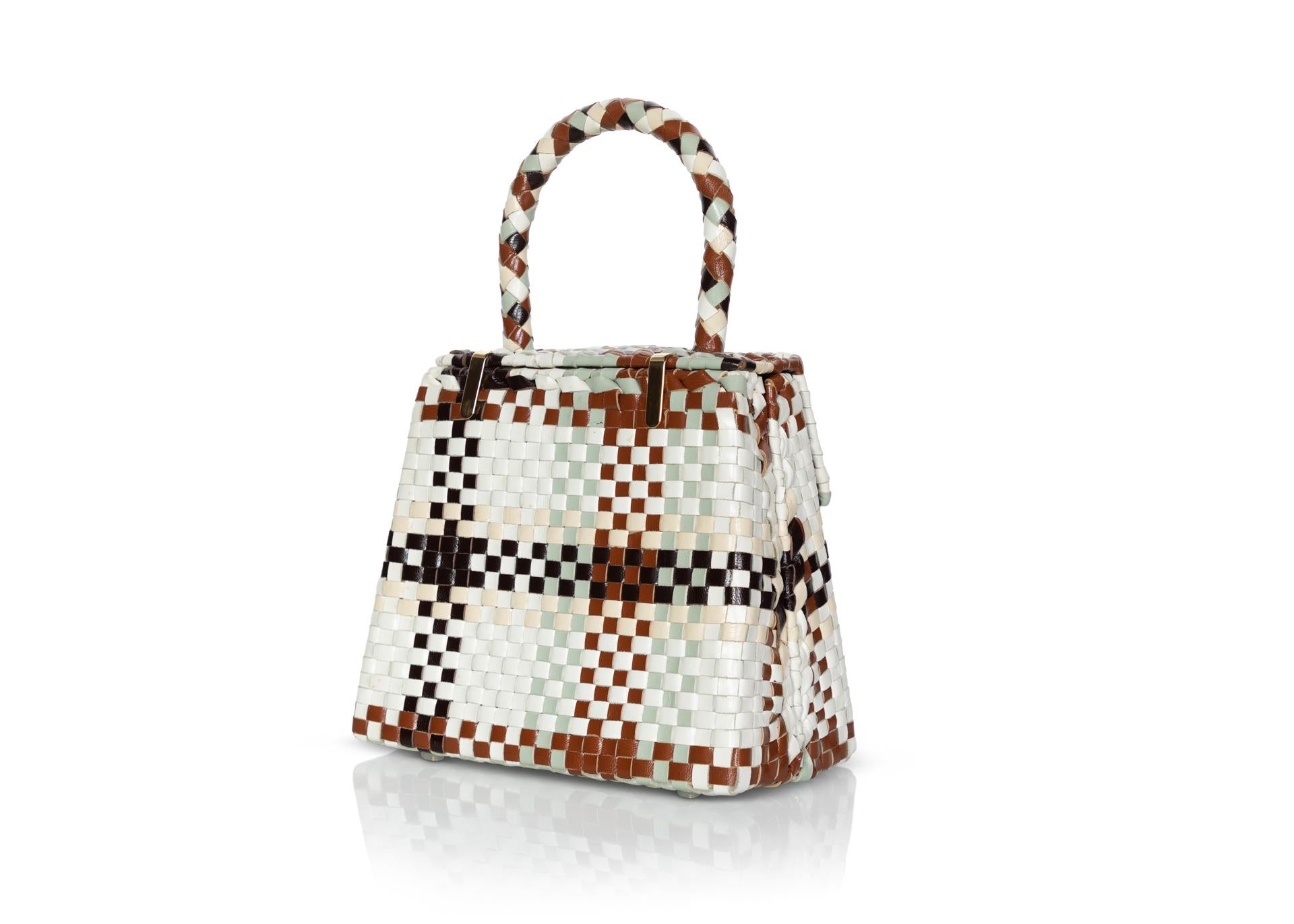 Women's or Men's Salvatore Ferragamo Gancini Leather Intrecciato Top Handle Bag For Sale