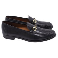 Salvatore Ferragamo Gancini Loafers in Black Leather