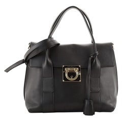 Salvatore Ferragamo Gancini Lock Flap Tote Leather Small