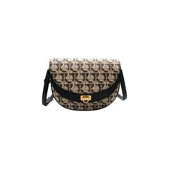 Salvatore Ferragamo Gancini Print Canvas Saddle Bag