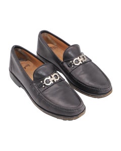 Salvatore Ferragamo Gancini Reversible Bit Loafers in Black Leather
