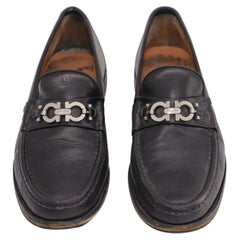Salvatore Ferragamo Gancini Reversible Bit Loafers in Black Leather