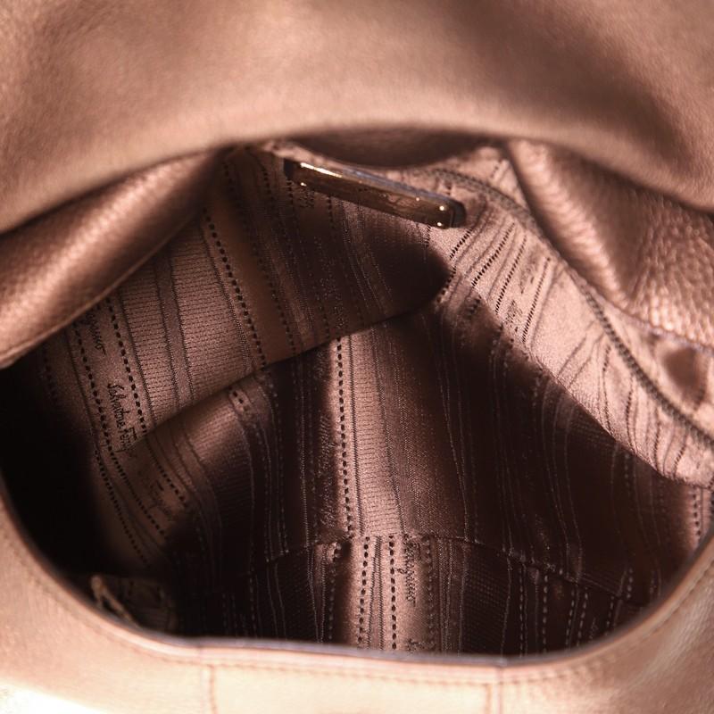 Salvatore Ferragamo Gancini Ring Flap Hobo Bag Leather 1