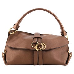 Salvatore Ferragamo Gancini Ring Flap Hobo Bag Leather