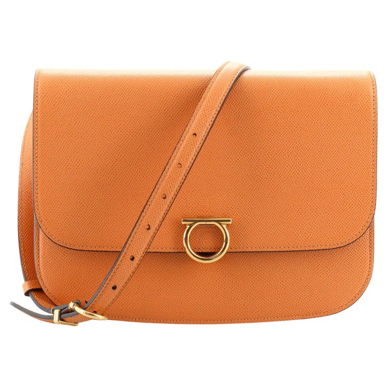 Salvatore Ferragamo Gancini Rounded Flap Bag Leather at 1stDibs