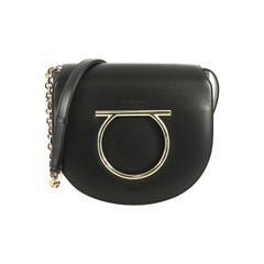 Salvatore Ferragamo Gancini Saddle Flap Bag Leather Small