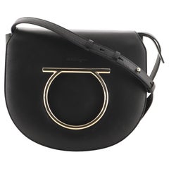 Used Salvatore Ferragamo Gancini Saddle Flap Bag Leather Small