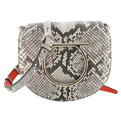 Salvatore Ferragamo Gancini Saddle Flap Bag Python Small