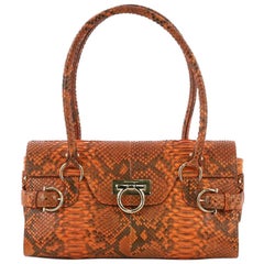 Salvatore Ferragamo Gancini Satchel Python Medium