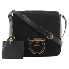 Salvatore Ferragamo Gancini Shoulder Bag Pony Hair and Leather Small
