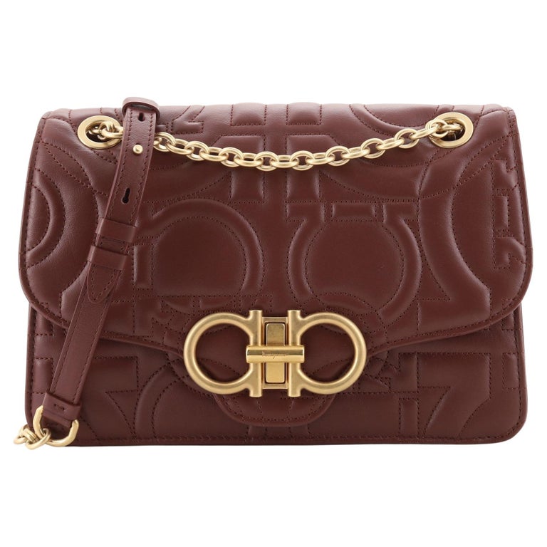 Salvatore Ferragamo Gancini Turnlock Flap Bag Gancini Quilted Leather