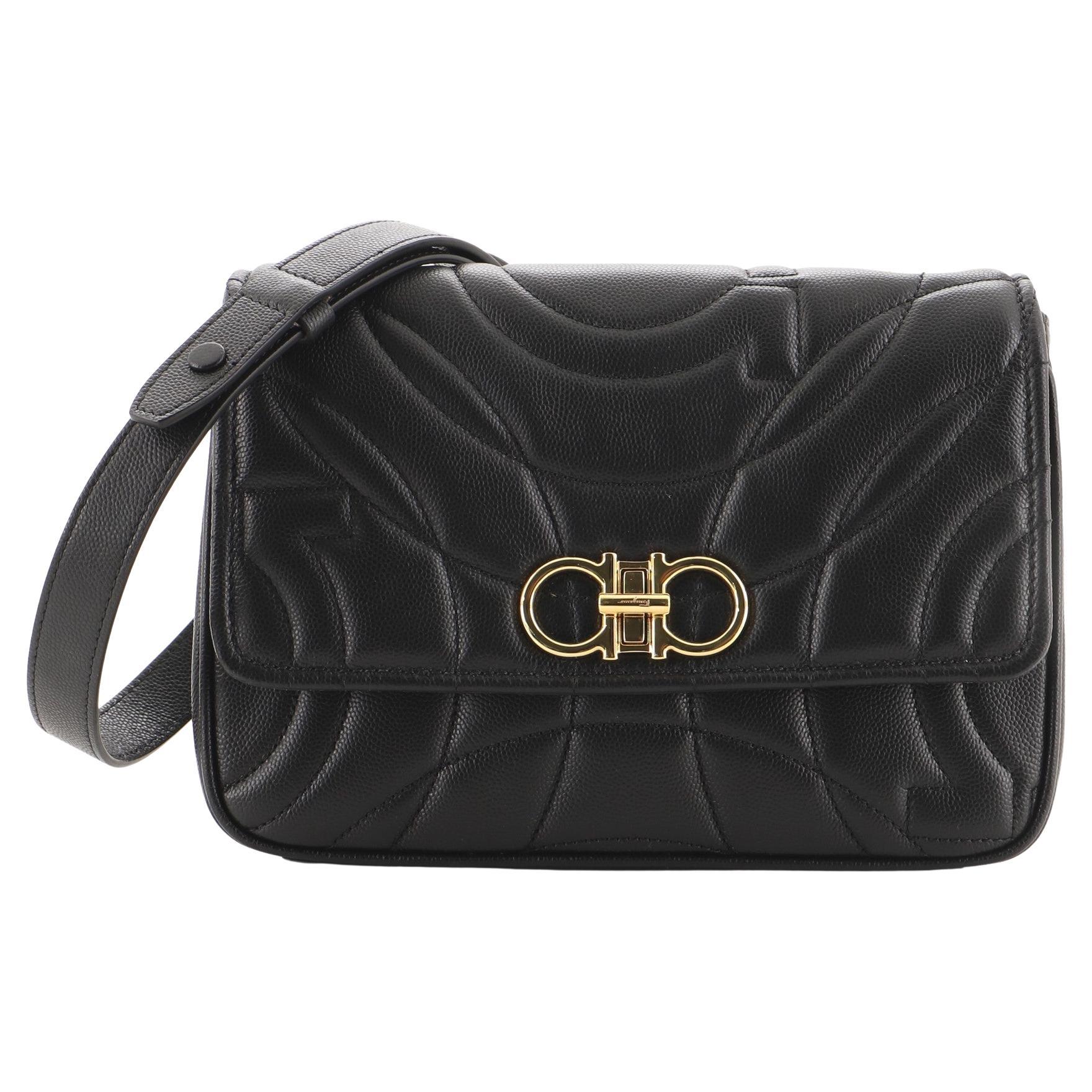 Salvatore Ferragamo Gancini Turnlock Flap Bag Gancini Quilted Leather Medium