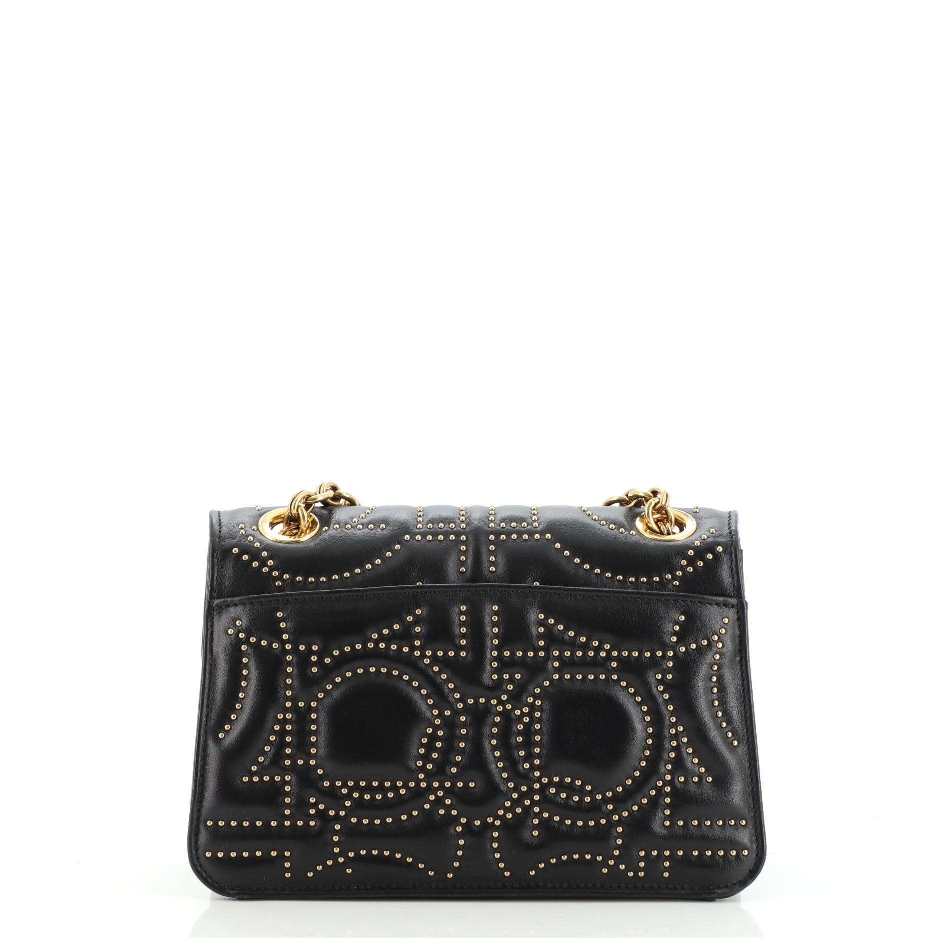 Salvatore Ferragamo Gancini Turnlock Flap Bag Gancini Studded Leather Sma In Good Condition In NY, NY
