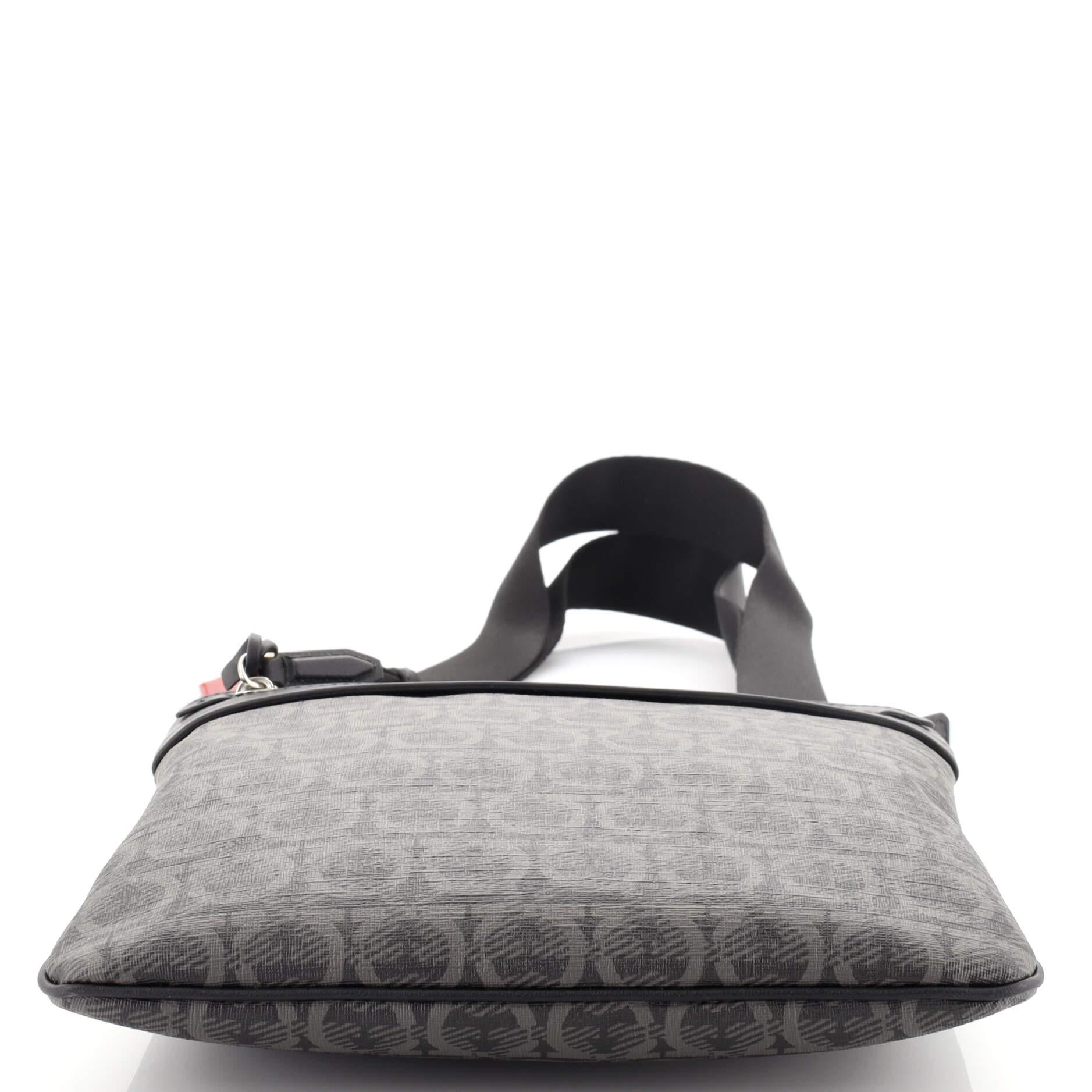 Women's or Men's Salvatore Ferragamo Gancini Zip Messenger Bag Printed Coated Canvas Medium