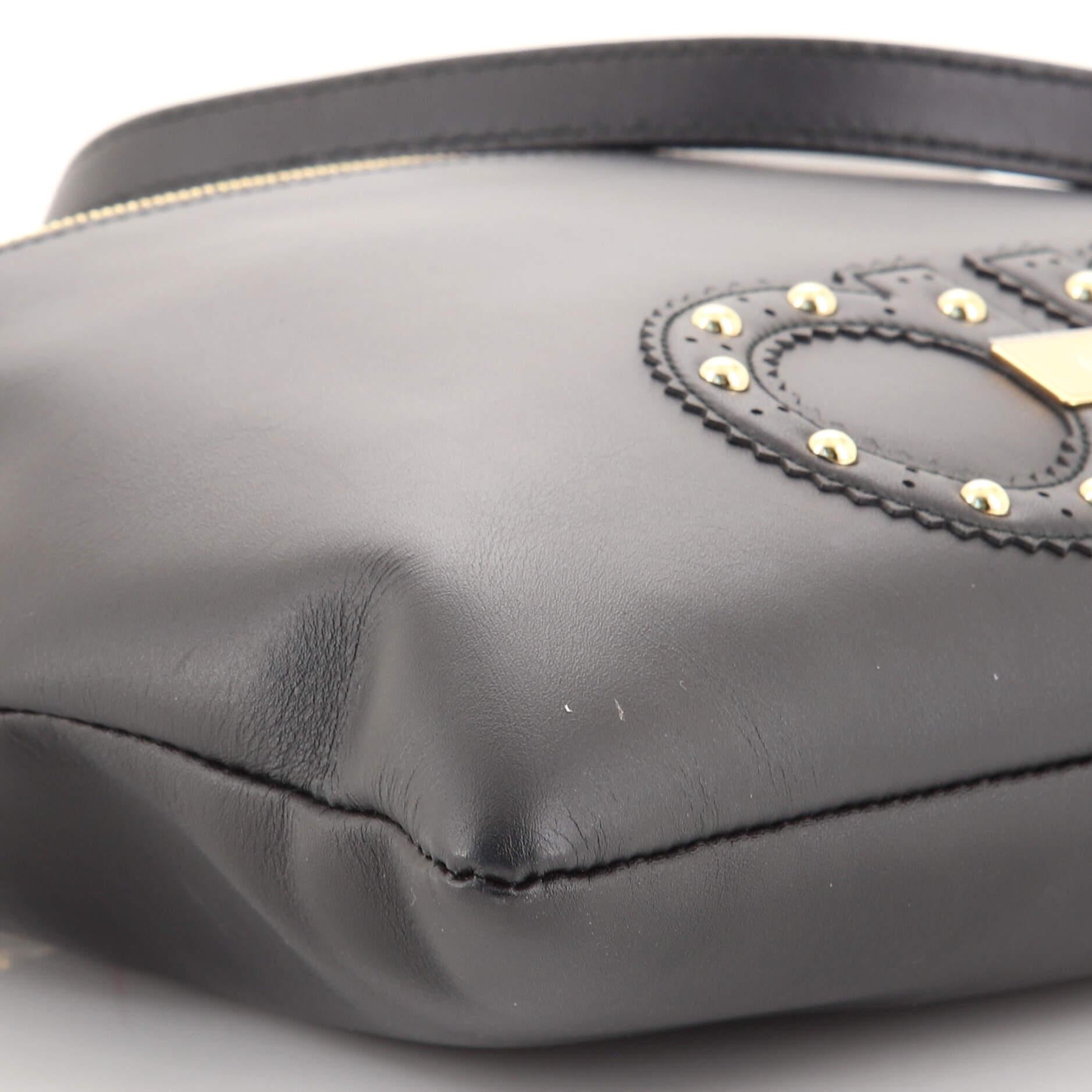 Salvatore Ferragamo Gancio Front Zip Crossbody Bag Studded Leather Medium 2