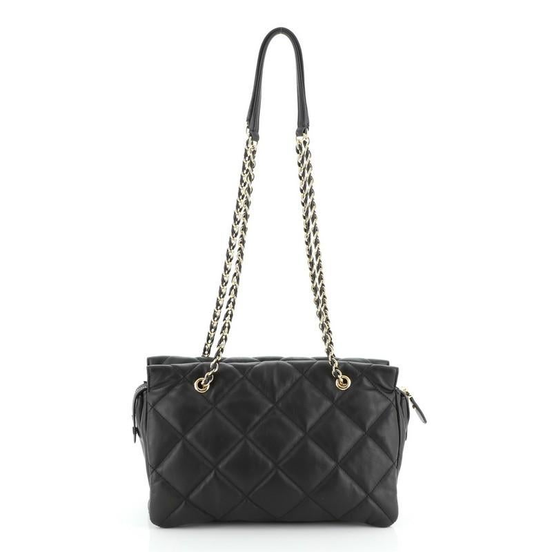 Salvatore Ferragamo Ginette Chain Shoulder Bag Quilted Leather Medium In Good Condition In NY, NY