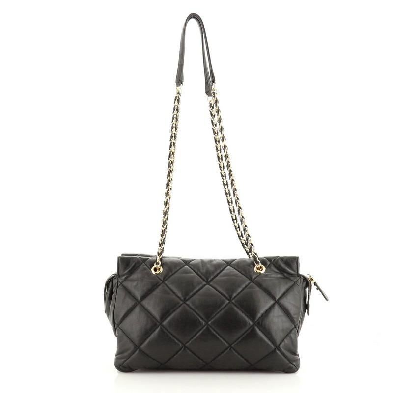 Salvatore Ferragamo Ginette Chain Shoulder Bag Quilted Leather Medium In Good Condition In NY, NY